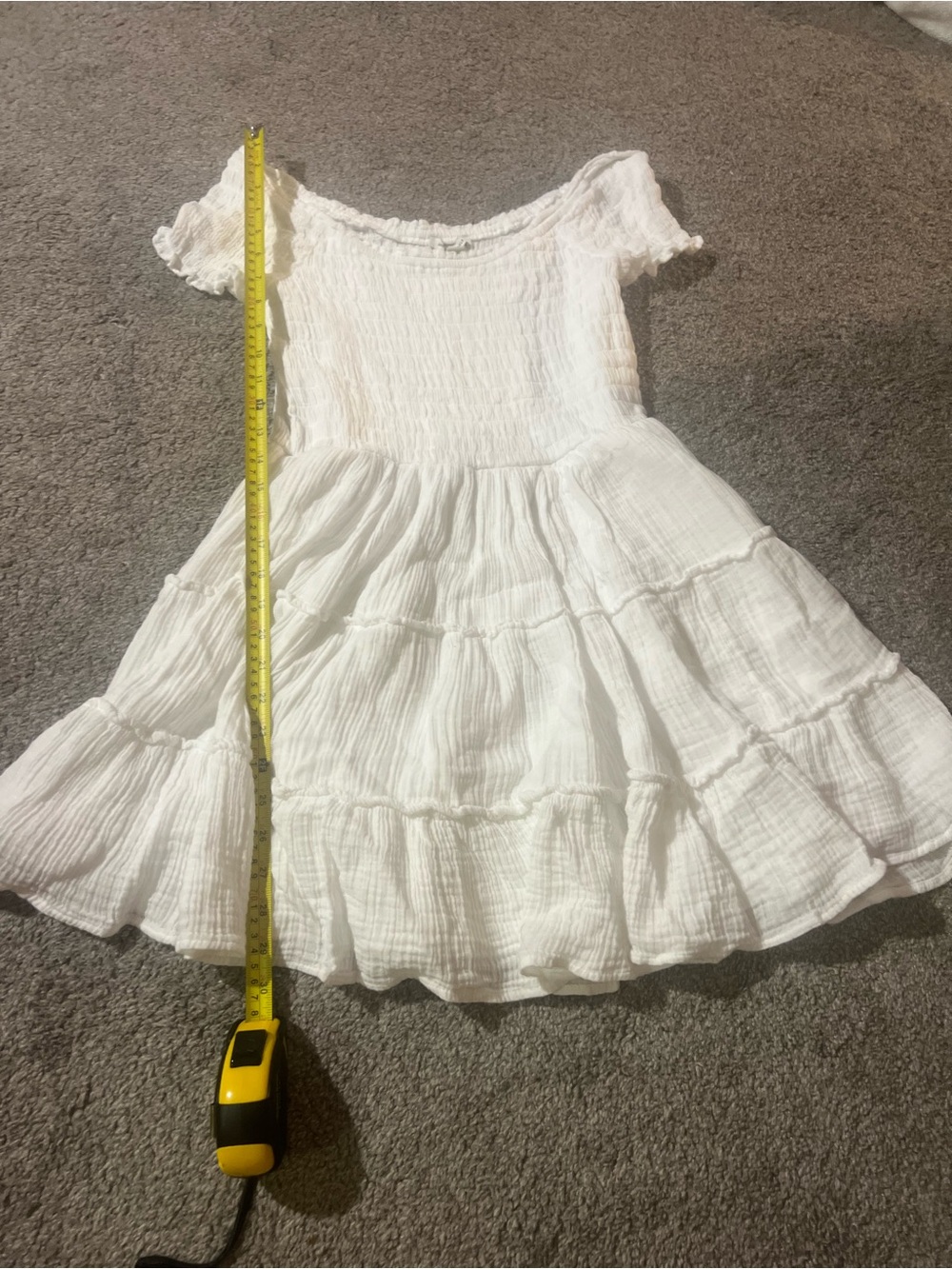 American Eagle Outfitters White Ruffle Tiered Smocked Off the Shoulder Dress - Picture 5 of 5